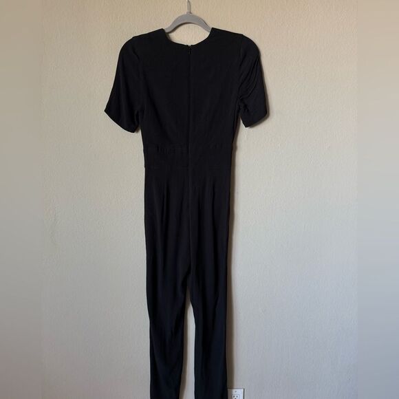 Reformation Dean Black Jumpsuit Deep V Neck Size XS - Picture 7 of 10